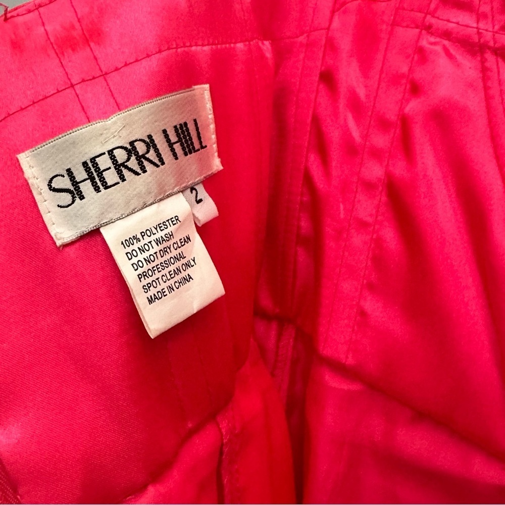 Sherri Hill 3909 Barbie Pink Strapless Long Formal Dress Prom Pageant Sz 2 - Picture 11 of 13